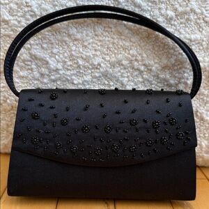 Elegant Black Beaded Evening Clutch